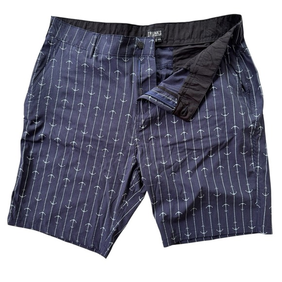 Trunks 40x9.5 Blue Anchors Poly‎ Stretch Men's Performance Chino Shorts - Picture 2 of 9